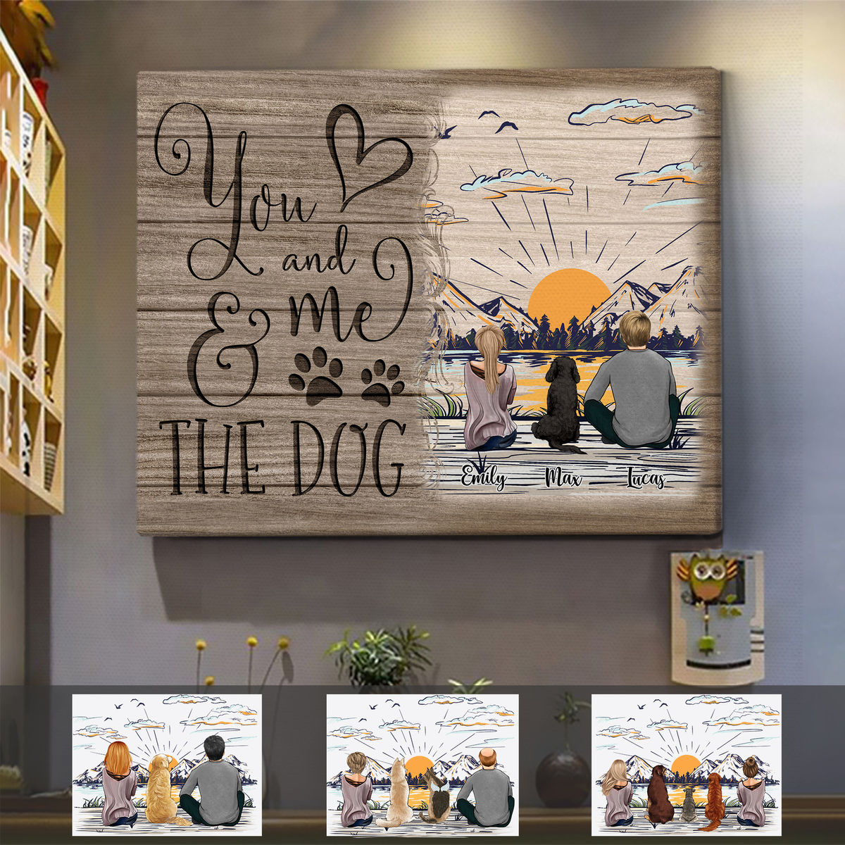 Custom Canvas - Dog Lovers - You And Me & The Dog (33886) - Personalized Wrapped Canvas