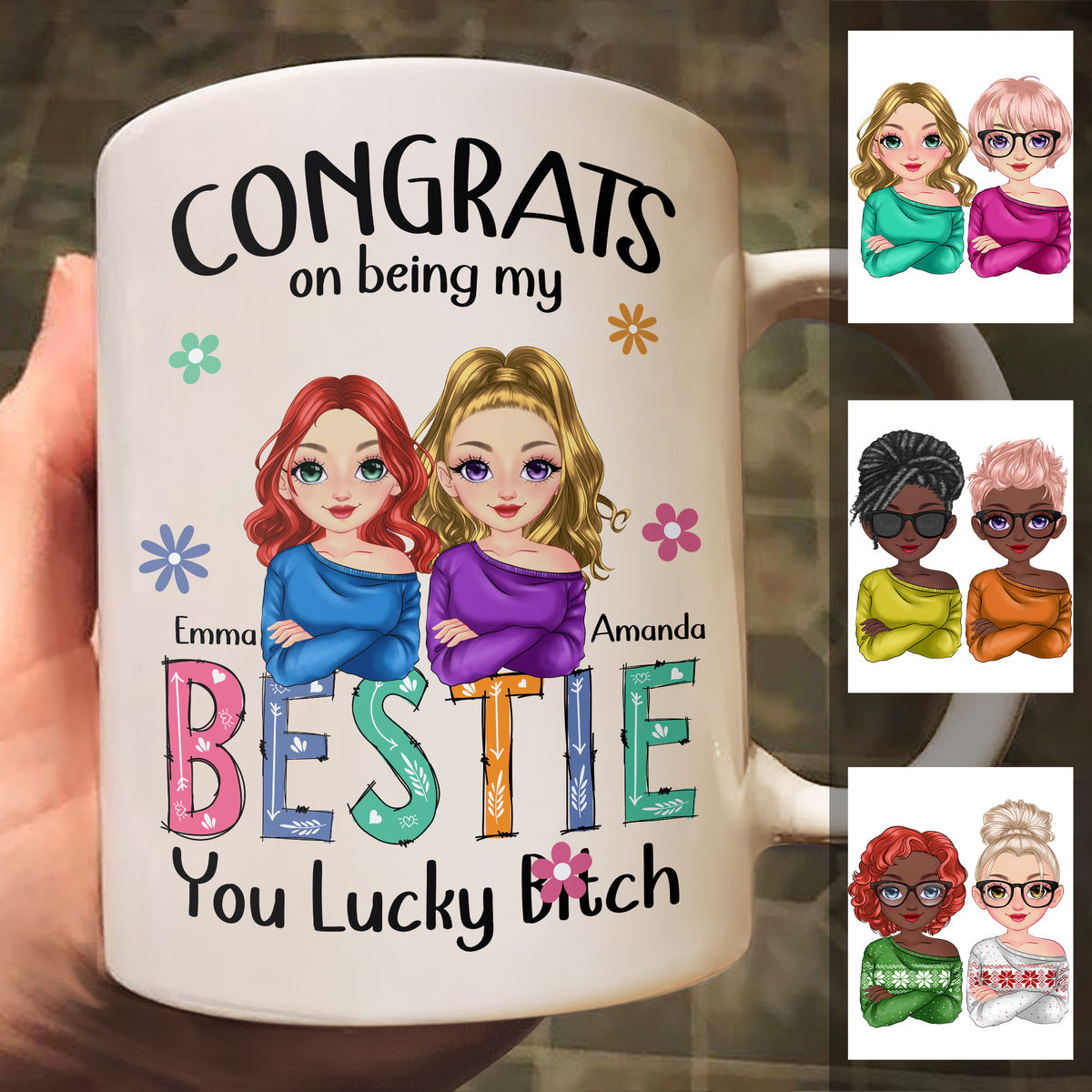 Personalized Mug - Sisters/Friends Mug - Congrats on being my Bestie