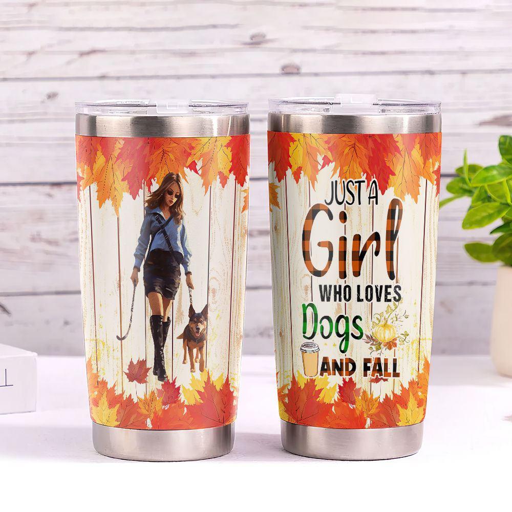 Fall Tumblers - Personalized Just A Girl Who Loves Dogs &Fall