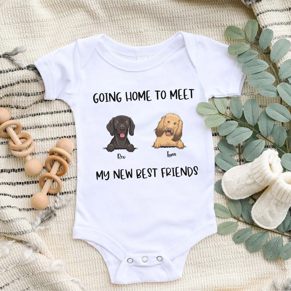Custom Baby Onesies - Going Home to Meet My New Best Friends (34605) - Personalized Shirt_1