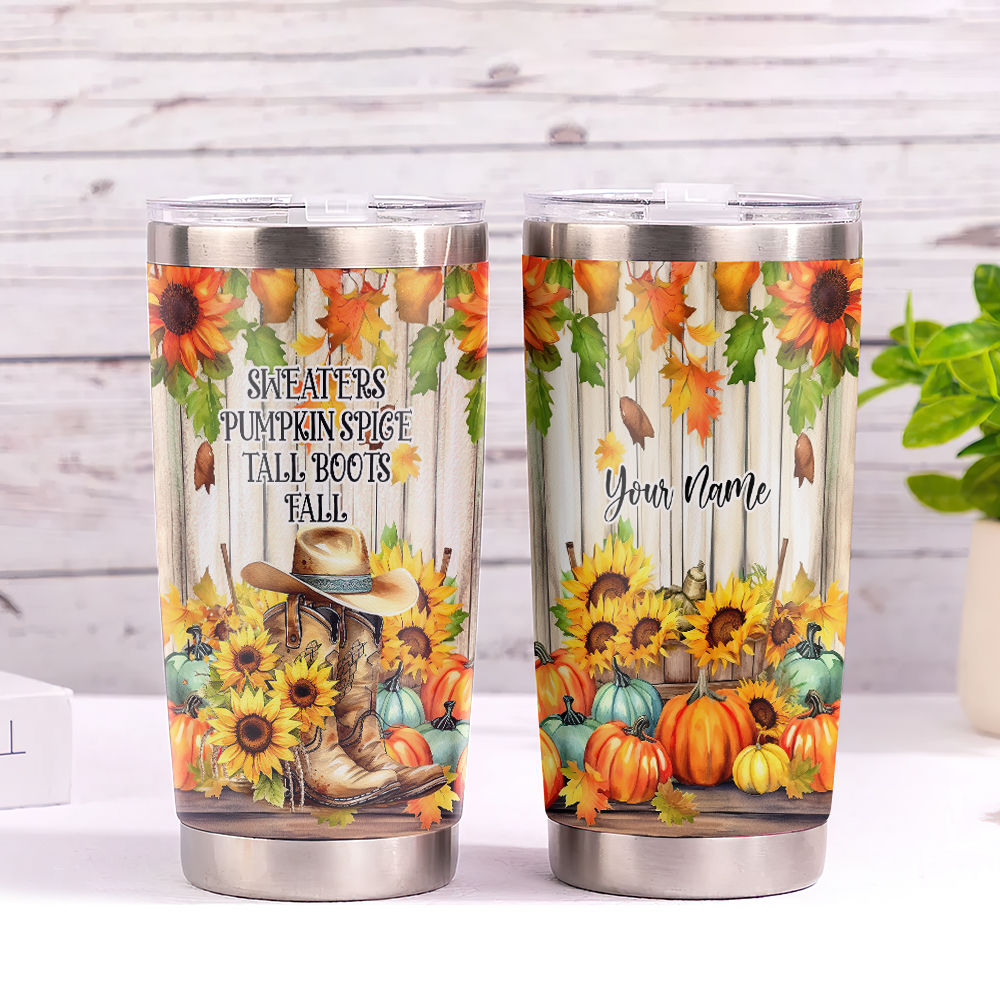 Fall Pumpkin Laser Engraved YETI Rambler Tumbler Pumpkin Spice Junkie Fall  Custom Tumbler Boot Season Fall Lover Gift Autumn Gift 