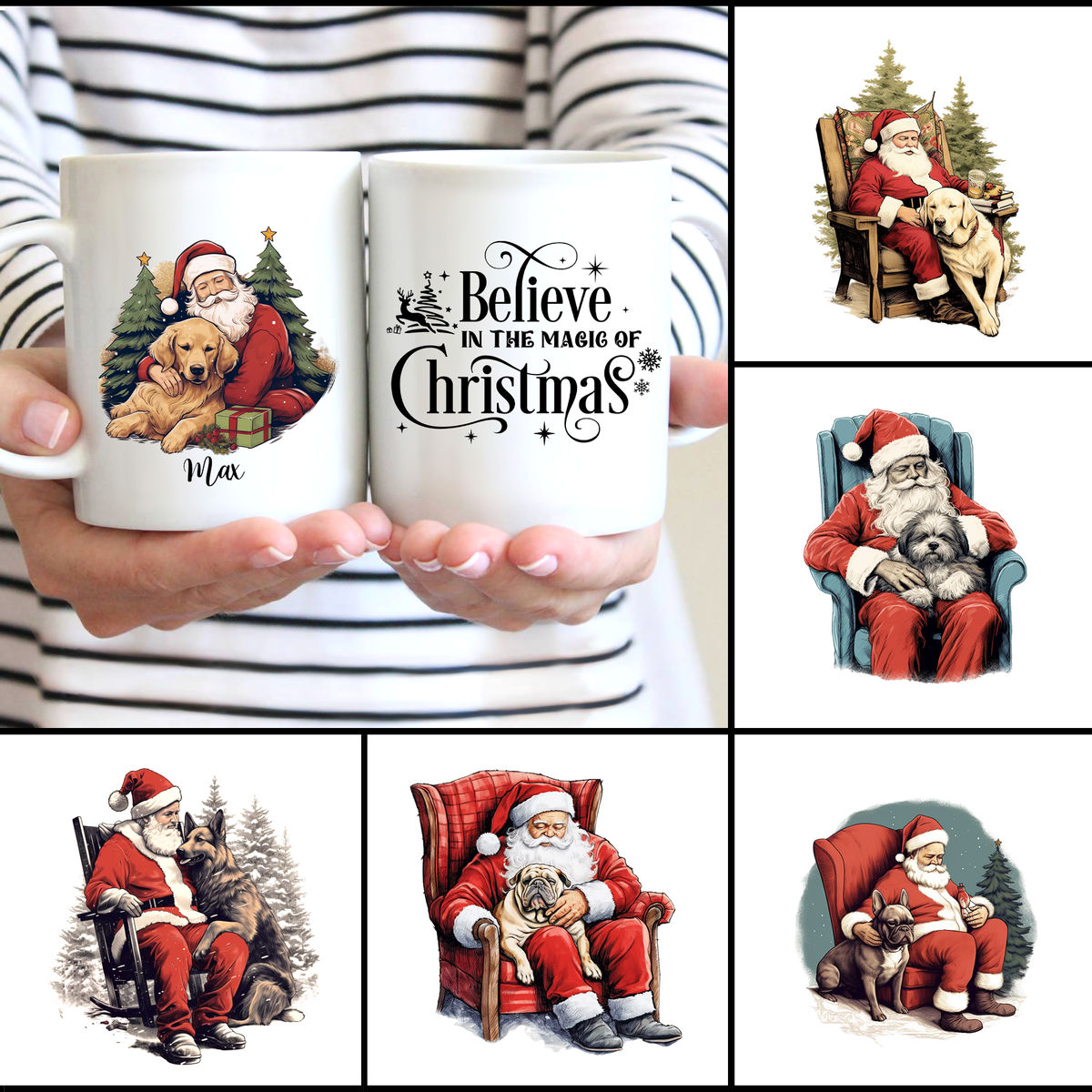 Sleeping Dog With Santa Claus - Believe in The Magic of Christmas