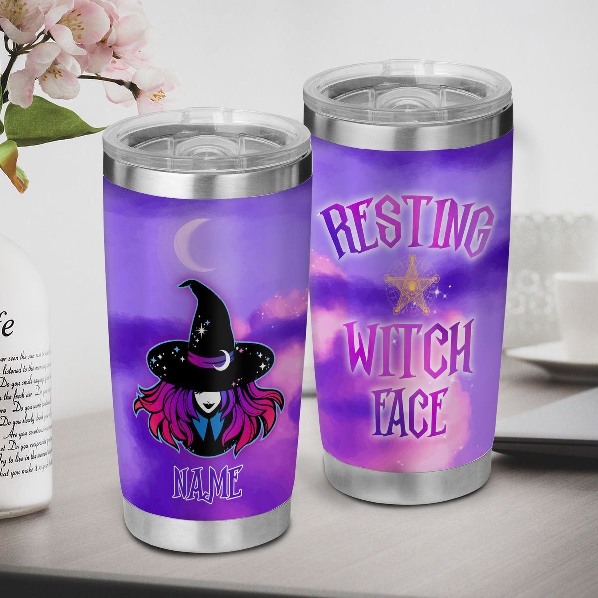 Halloween Witch Tumbler - Personalized Resting Witch Face Tumbler, Stainless Steel Tumbler, Halloween Tumbler 35475_2