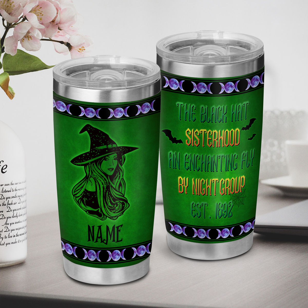 Halloween Witch Tumbler - Personalized The Black Hat Sisterhood An Enchanting Fly By Night Group Tumbler, Stainless Steel Tumbler, Halloween Tumbler 35478_2