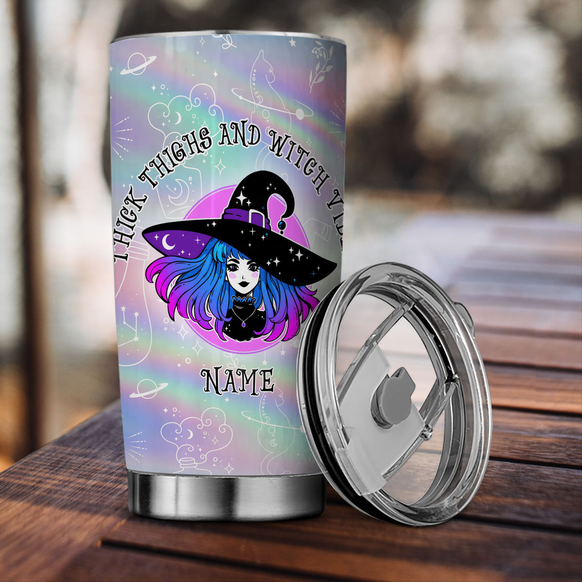 Halloween Witch Tumbler - Personalized Thick Thighs And Witch Vibes Tumbler, Stainless Steel Tumbler, Halloween Tumbler 35488_1