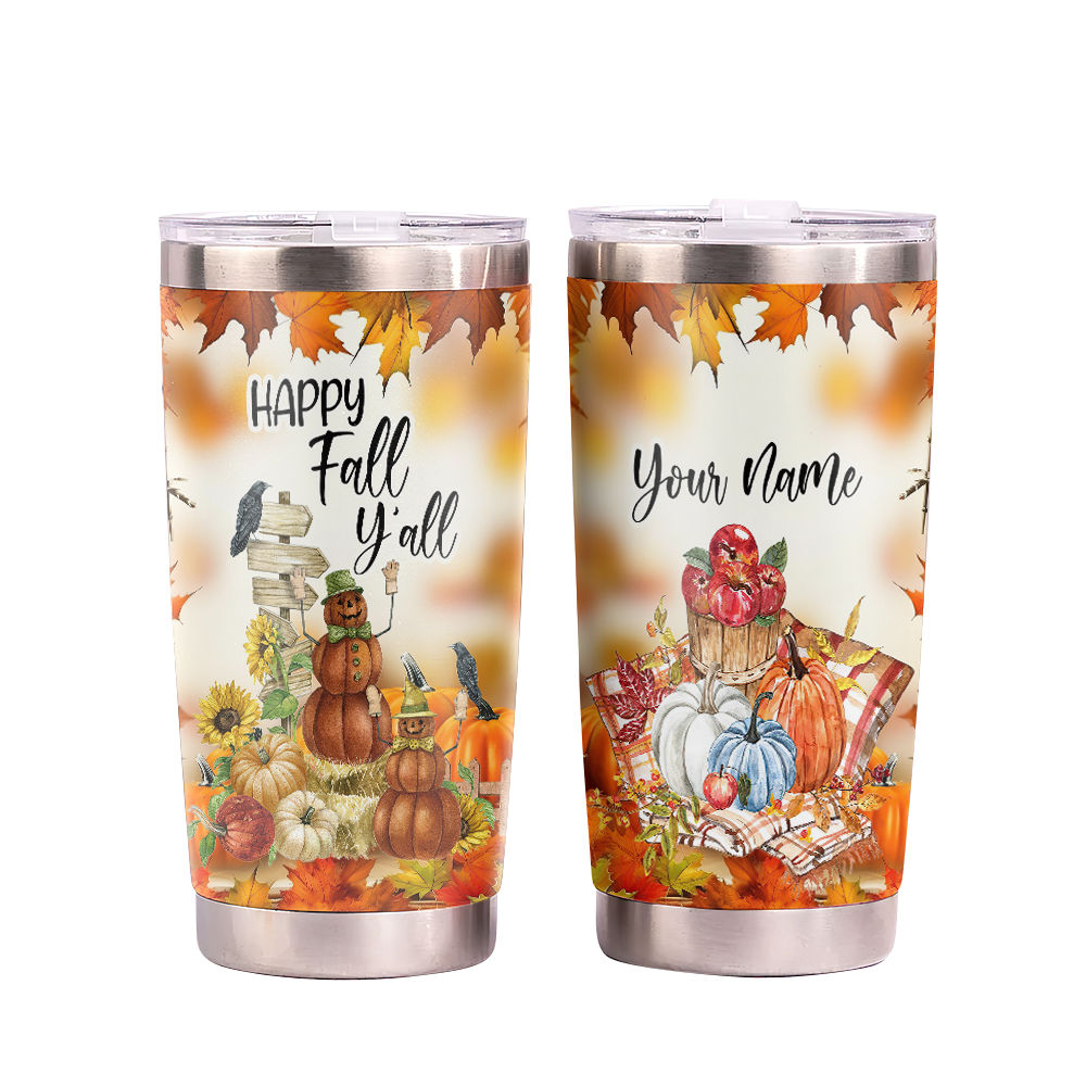 It's Fall Y'all PICK YOUR SIZE Stainless Steel Tumbler. Please List Font  Choice for Name in Personalization Section. 