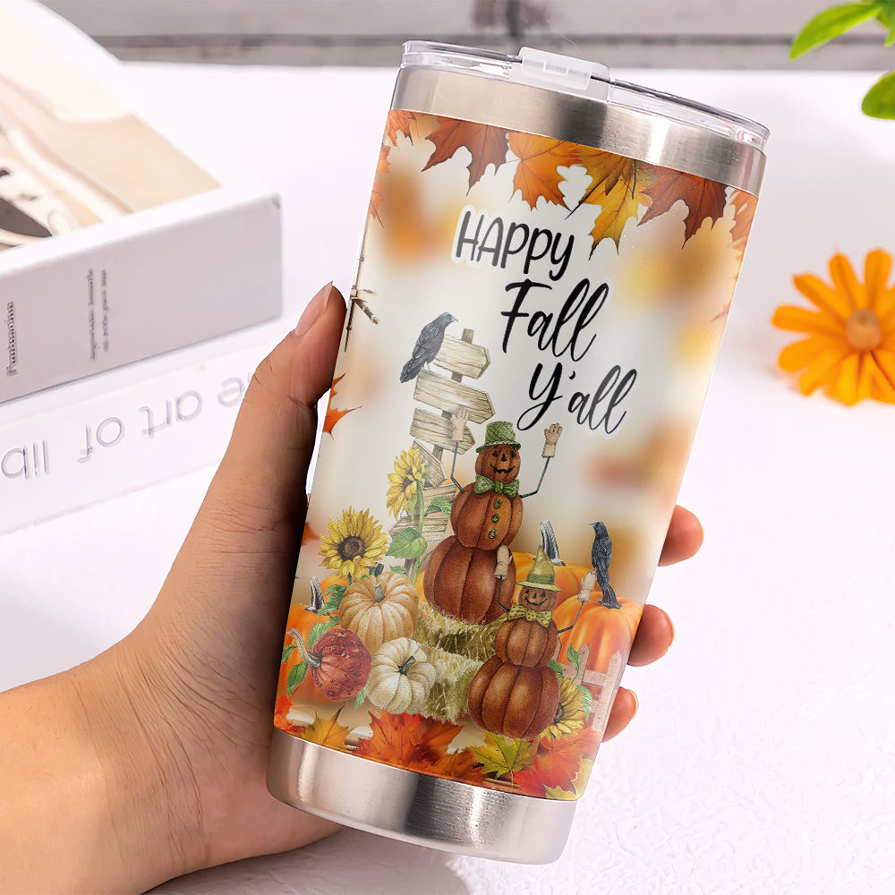 It's Fall Y'all PICK YOUR SIZE Stainless Steel Tumbler. Please List Font  Choice for Name in Personalization Section. 