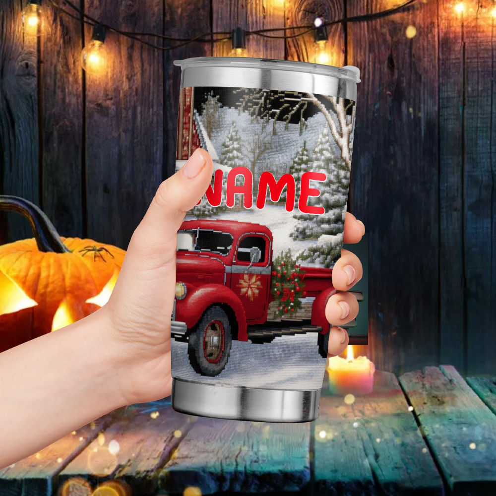 Christmas Tumblers - Let It Snow Christmas Tumbler, Christmas Truck Tumbler  with Straw, Christmas Tumbler For Women