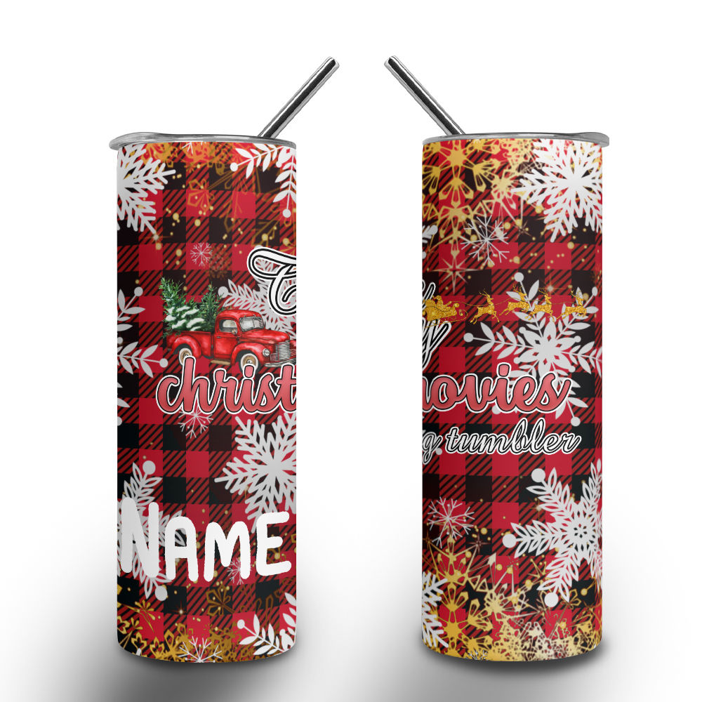 Christmas Tumblers - It's my christmas movie watching Tumbler, Let It  Snowflake Red Plaid Christmas Tumbler, Christmas