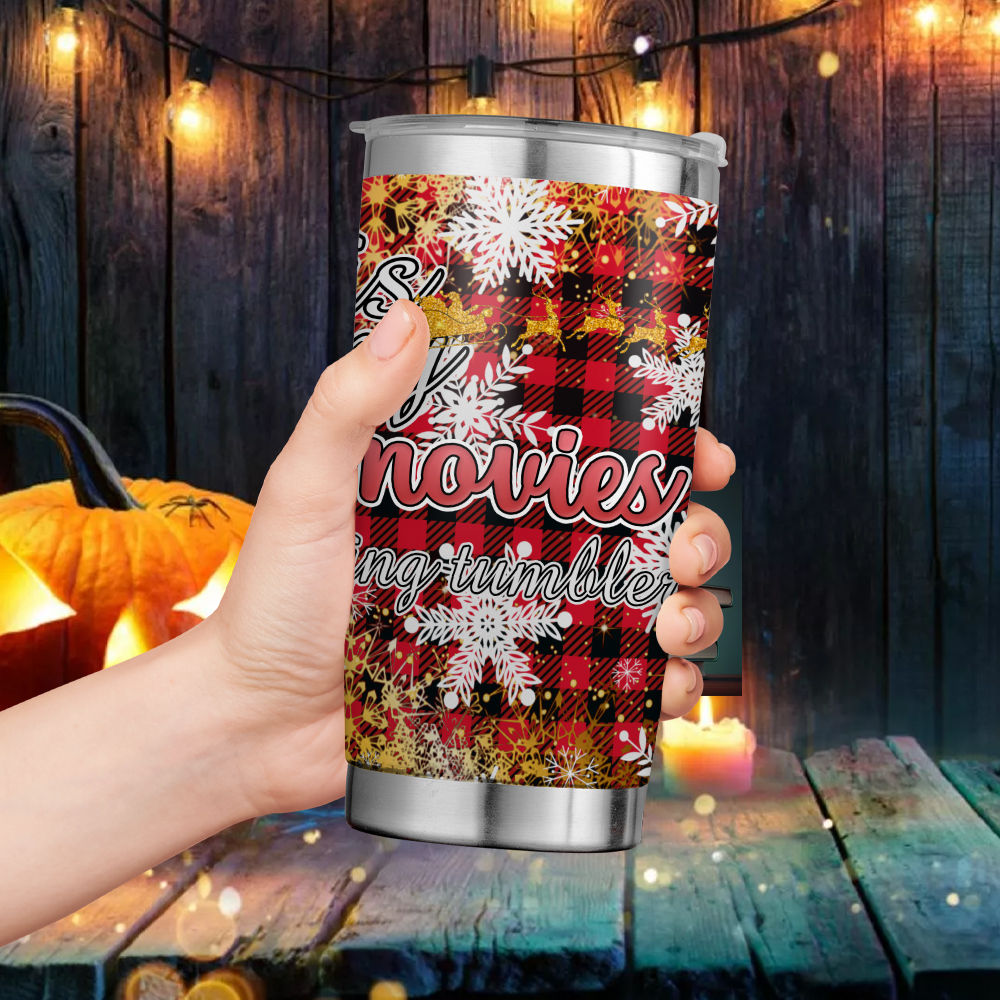 Christmas Tumblers - It's my christmas movie watching Tumbler, Let It  Snowflake Red Plaid Christmas Tumbler, Christmas