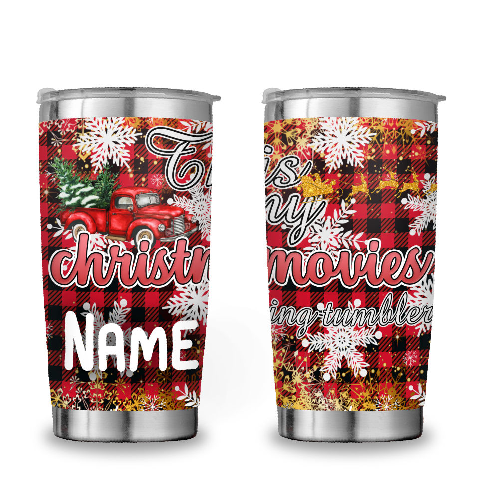 Christmas Tumblers - It's my christmas movie watching Tumbler, Let It  Snowflake Red Plaid Christmas Tumbler, Christmas