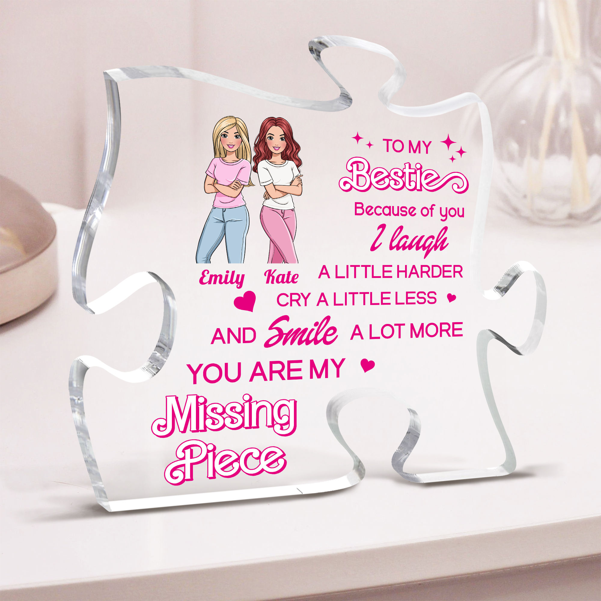 Personalized Besties Wooden Puzzle Plaque - Up to 5 Besties - Best Gift For Friends/Bestie