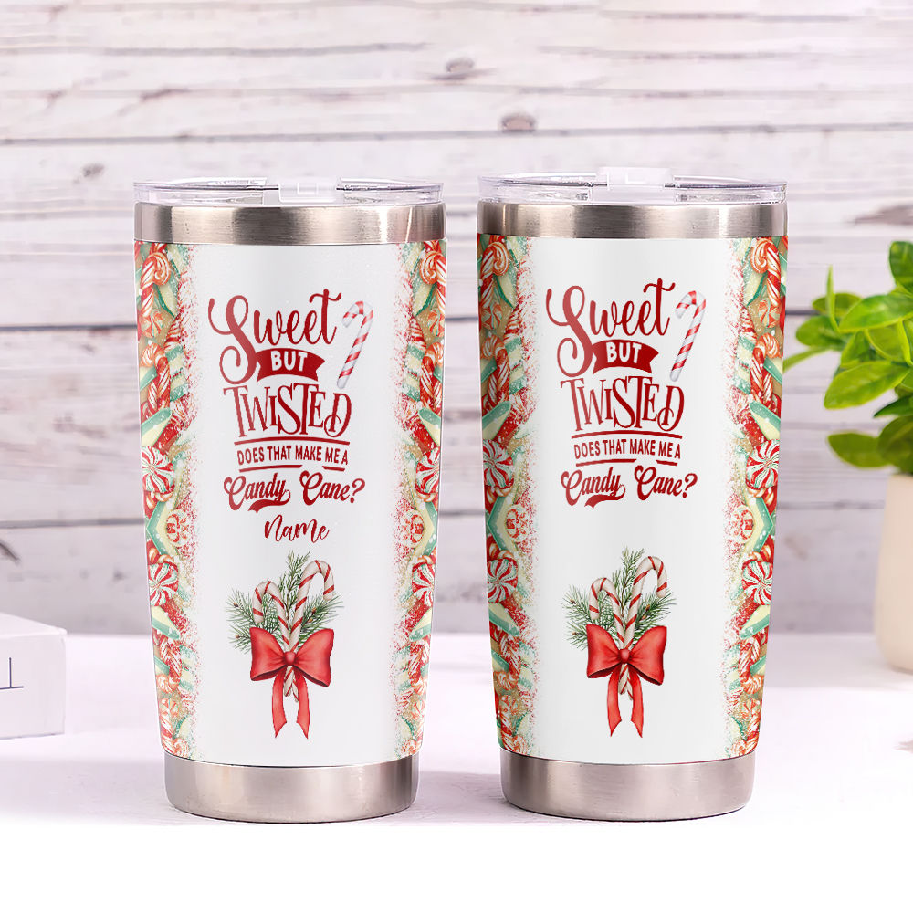 Sweet and Twisted Candy Cane stripe Christmas Cup Mug Tumbler