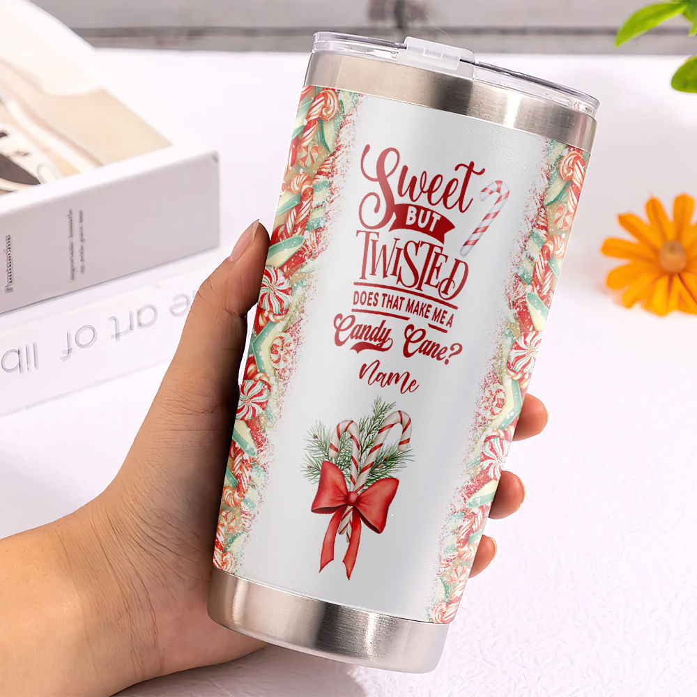 Candy Cane Lane Personalized Acrylic Tumbler with Straw