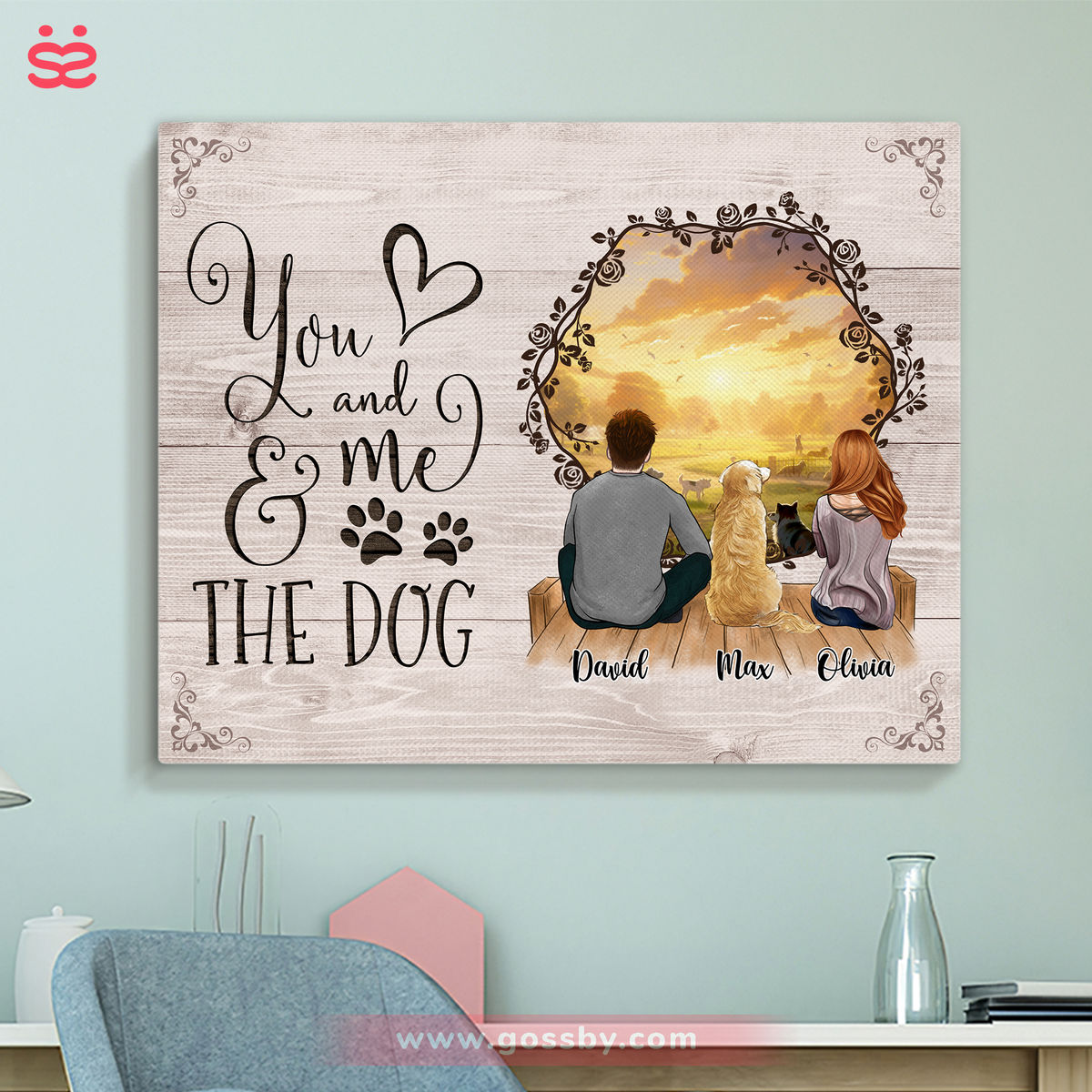 Personalized Canvas - You And Me & The Dog (36444) BG2 - Personalized Wrapped Canvas_2