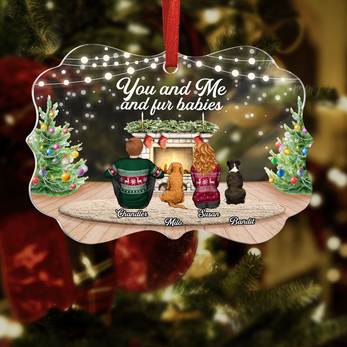 Dog Lovers - You and Me and The Dog - Personalized Ornament_2