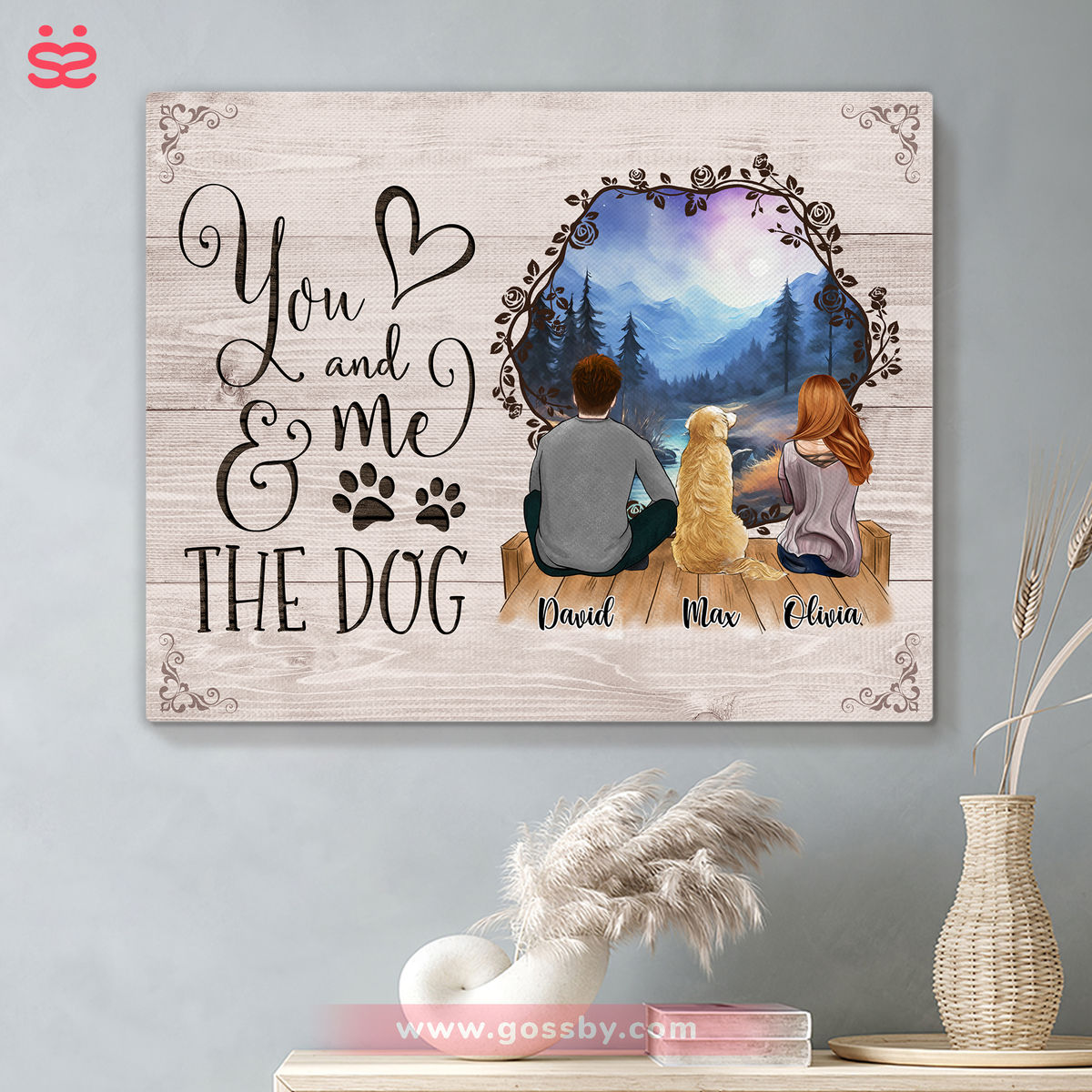 Personalized Canvas - You And Me & The Dog (36444) BG12 - Personalized Wrapped Canvas_1