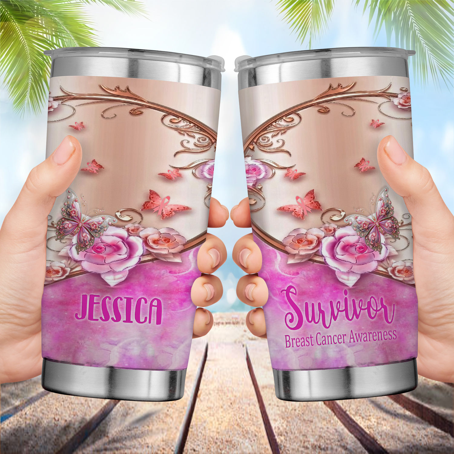 Tumbler Breast Cancer Awareness, One Thankful Survivor My Scars Tell A  Story, Custom Tumblers, Custom Gift For Women, Hot Cold Coffee Tea Tumbler