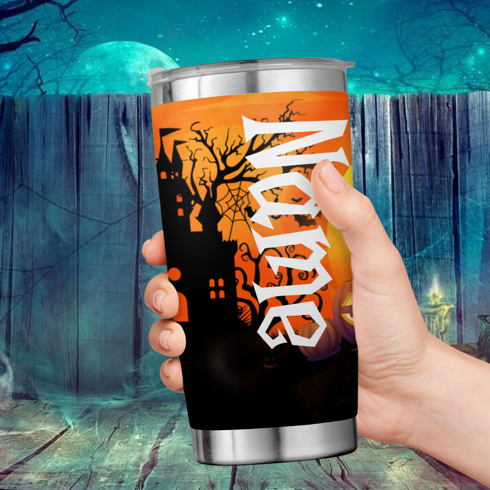 Custom Name This Is My Halloween Tumbler Cup, Stainless Steel Travel Mug,  Spooky Season Tumbler Gift For Women, Girls, Mom, Wife, Sister