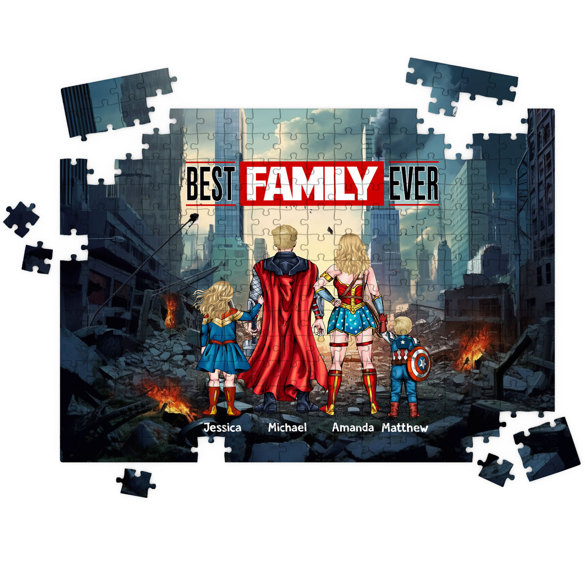 Personalized Puzzle - Jigsaw Puzzle Personalized - Superhero Family - Best  Family Ever - Family Gift