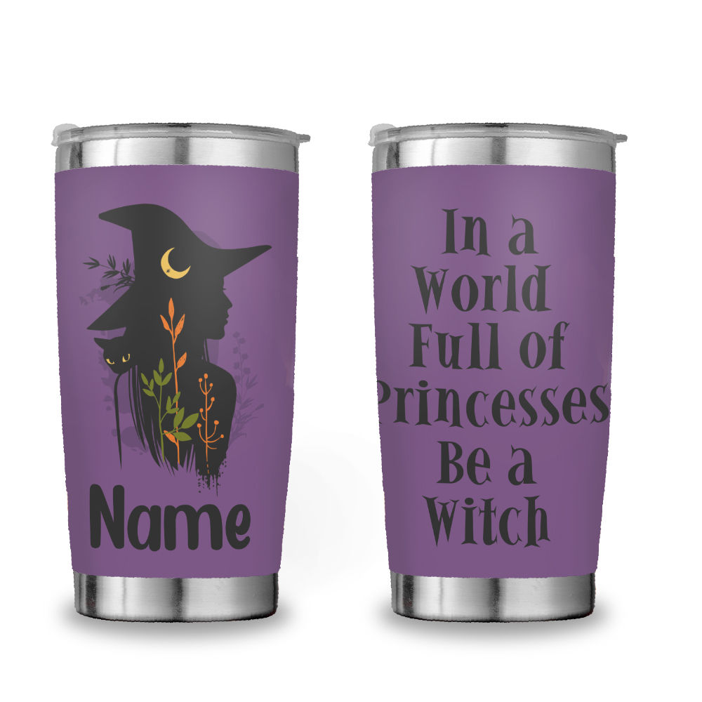 Witch Girl Halloween - Personalized Just A Girl Who Loves Halloween Coffee Tumbler- Custom Witch Name Halloween Tumbler With Lid - Insulated Coffee Tumbler For Halloween, Halloween Decorations 36921_3