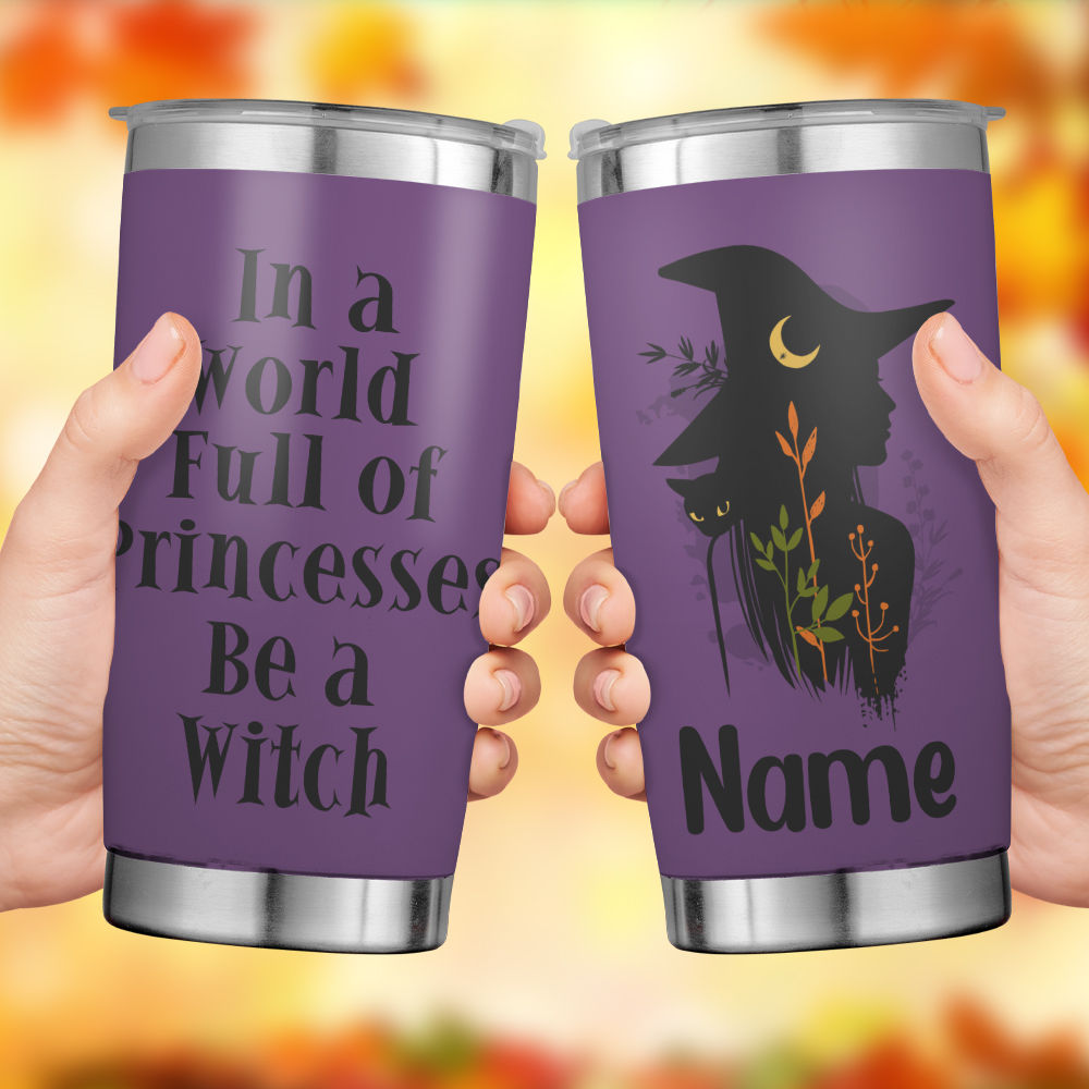 Witch Girl Halloween - Personalized Just A Girl Who Loves Halloween Coffee Tumbler- Custom Witch Name Halloween Tumbler With Lid - Insulated Coffee Tumbler For Halloween, Halloween Decorations 36921_4