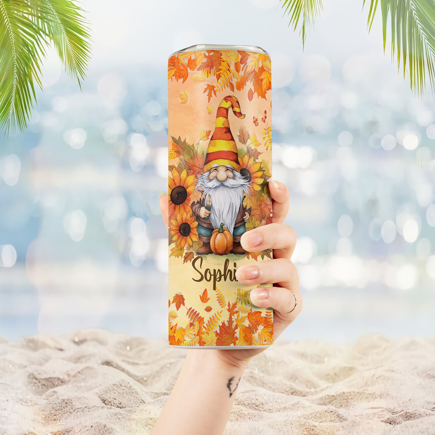 Summer Gnomes Personalized 17 oz. Acrylic Insulated Tumbler