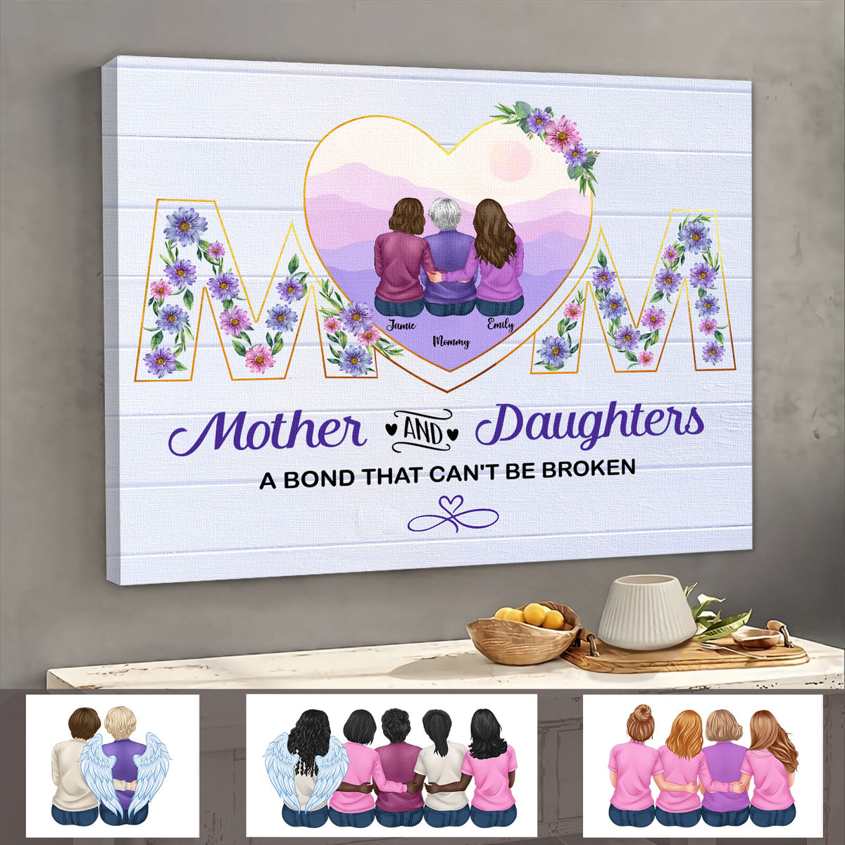 Mother and Daughters Canvas - Mother and Daughters a bond that can't be broken  Gift For Family Member