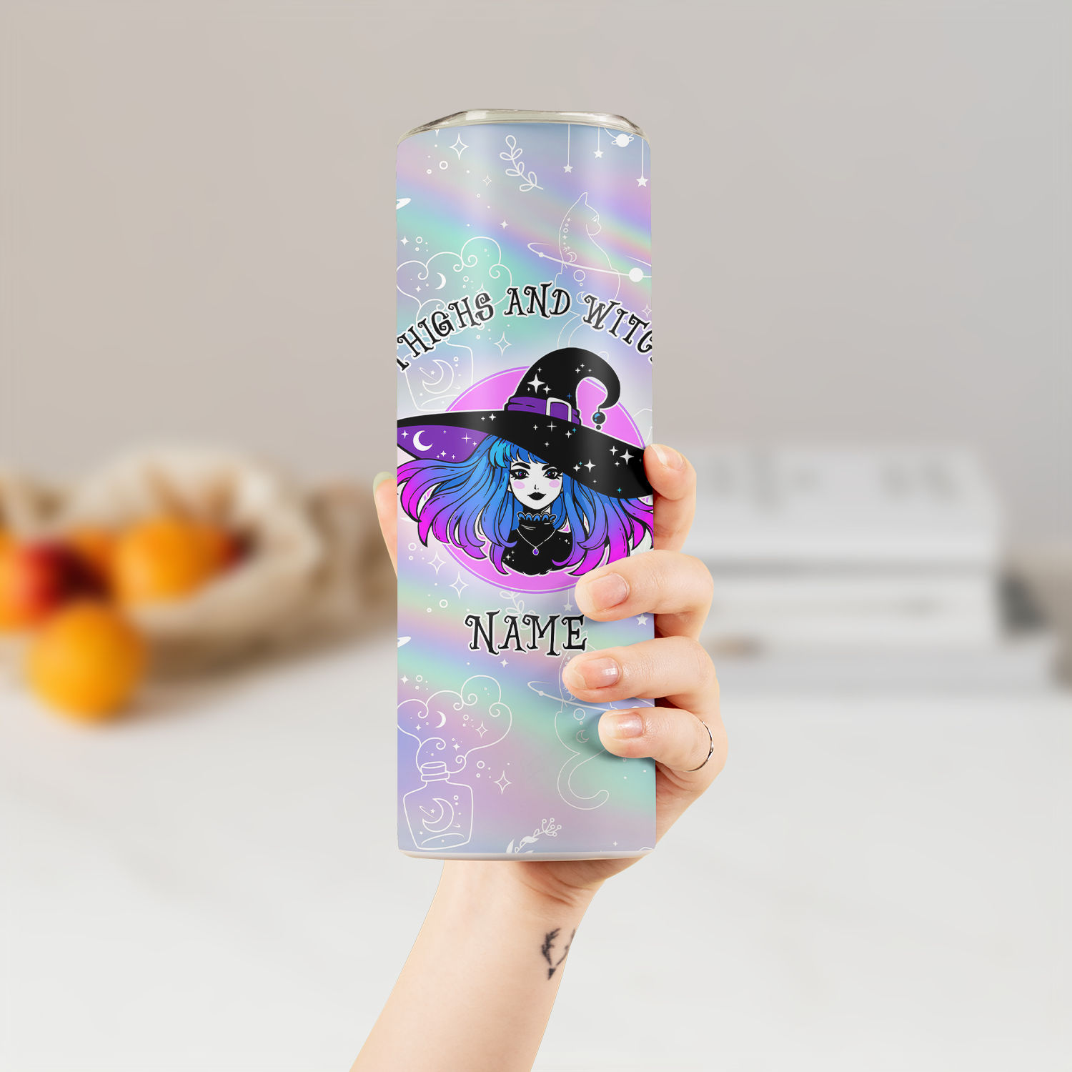 WITCH TUMBLER - Witches Tumbler with Lid - Classy Halloween Tumbler Cup -  Cute, Funny Witch Gifts for Friends - Durable, Vacuum Insulated Cup -  Stainless Steel Tumbler for Hot or Cold Drinks37065 37067