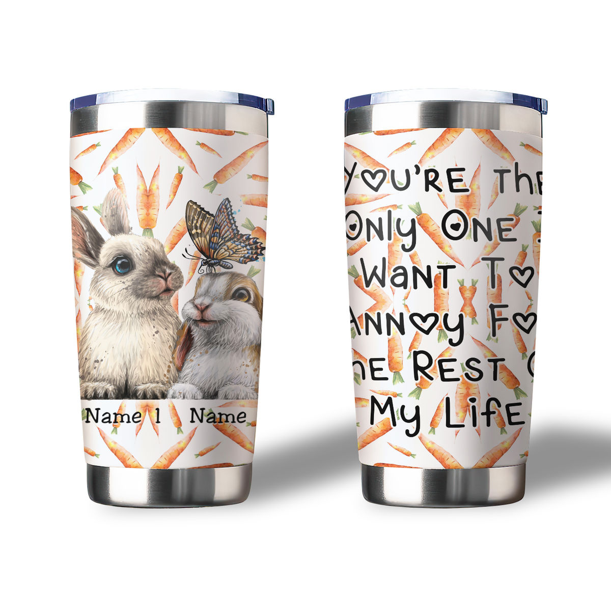 Rabbit - Personalized Rabbit Tumbler Customize with Name Stained Glass Drawing 20oz 30oz Tumbler with Lid Gift for Rabbit Lovers Woman Man Mother Friend 37474 37476