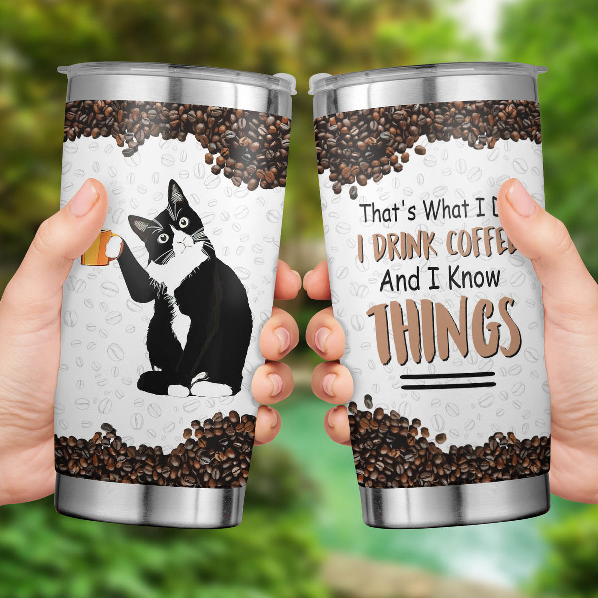 Gerbera Prints 20oz Tumbler for Cat Lovers - Cat Coffee Mugs With Lid -  Cats Make Me Happy - Cute Tu…See more Gerbera Prints 20oz Tumbler for Cat