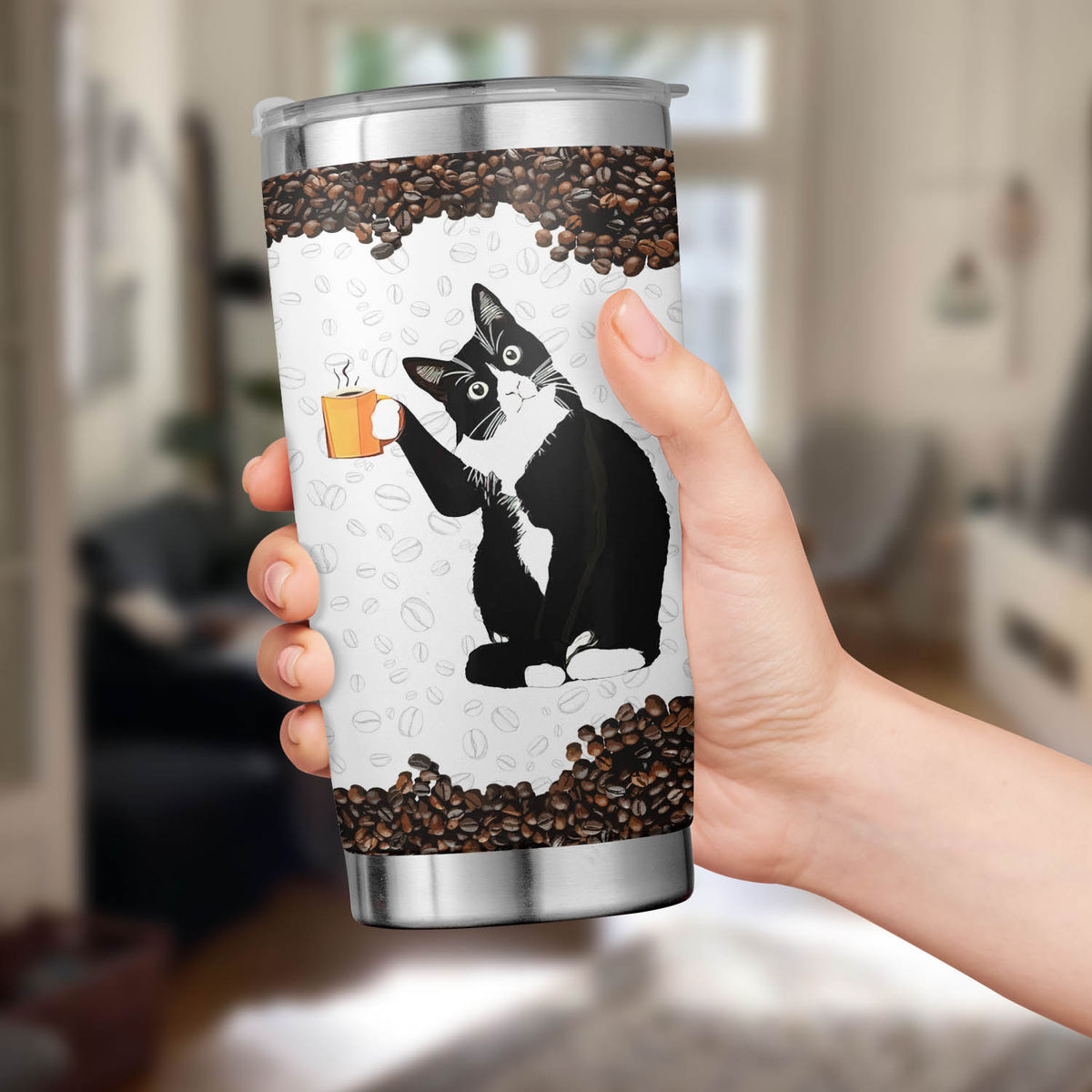 Gerbera Prints 20oz Tumbler for Cat Lovers - Cat Coffee Mugs With Lid -  Cats Make Me Happy - Cute Tu…See more Gerbera Prints 20oz Tumbler for Cat