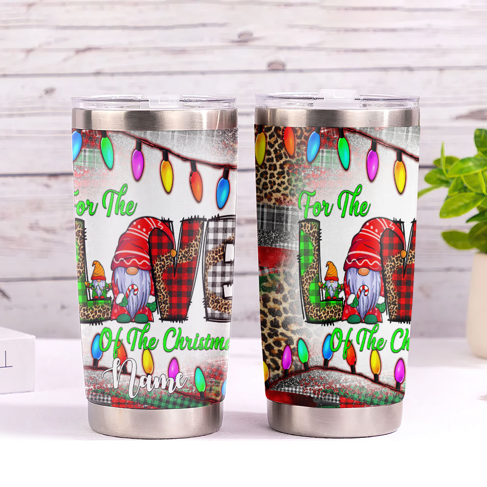 Gnomes love christmas - Christmas Tumbler 20 oz Travel Holiday Coffee Mug  Gnome Skinny Tumblers with Lid and Straw Stainless Steel Insulated Coffee