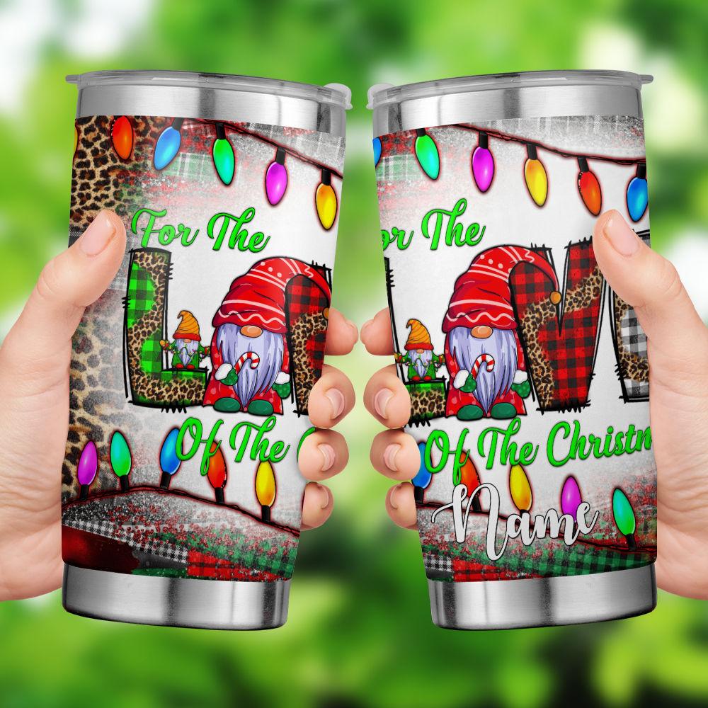 Gnomes love christmas - Christmas Tumbler 20 oz Travel Holiday Coffee Mug  Gnome Skinny Tumblers with Lid and Straw Stainless Steel Insulated Coffee