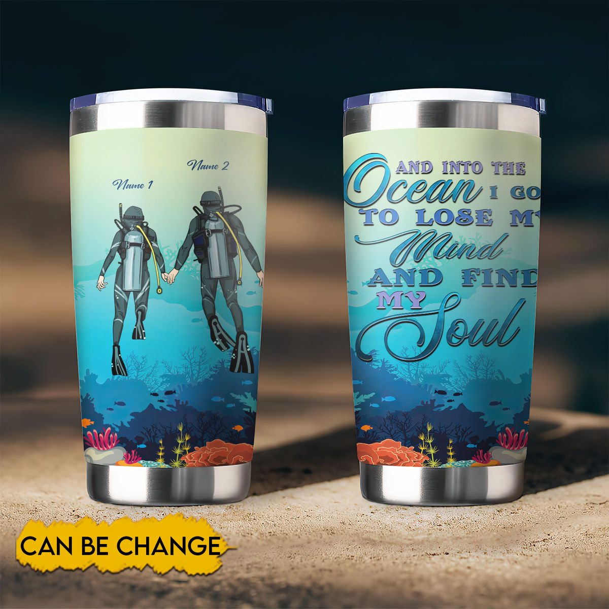 Scuba Diver Couple - Personalized Scuba Diver Couple Tumbler Customized  Name Insulated Cup Coffee Tumblers Gifts For