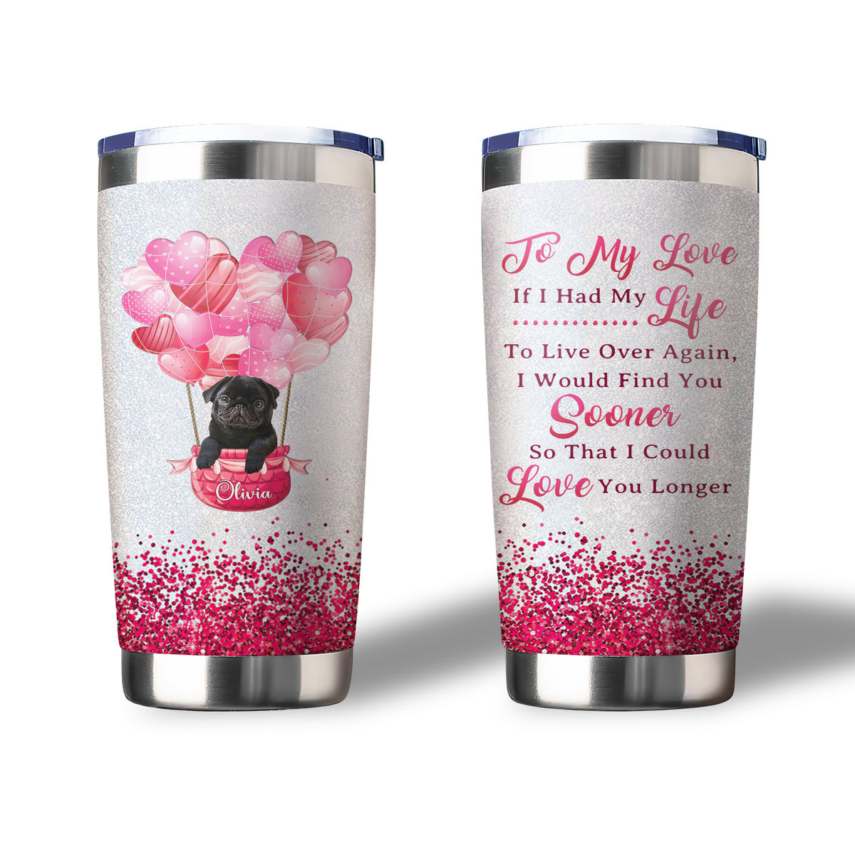 Black Pug - Personalized Pug Themed Gifts For Women Coffee Mug