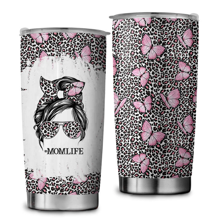 Shimmer Mom Life Tumbler, Leopard Mom Cup, Mom Christmas Gift