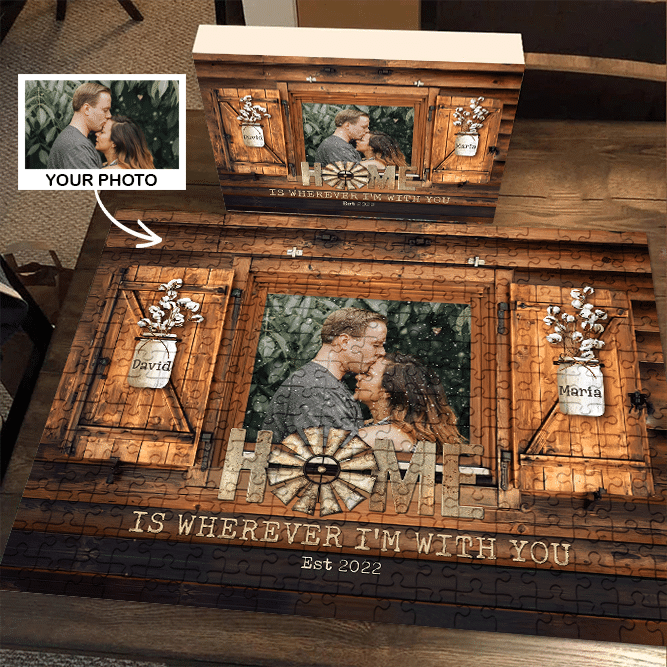 Custom Photo Puzzles - Windor Frame - Home is wherever I’m with you - Wedding, Anniversary, Christmas Gifts For Couple - Personalized Photo Puzzle_7