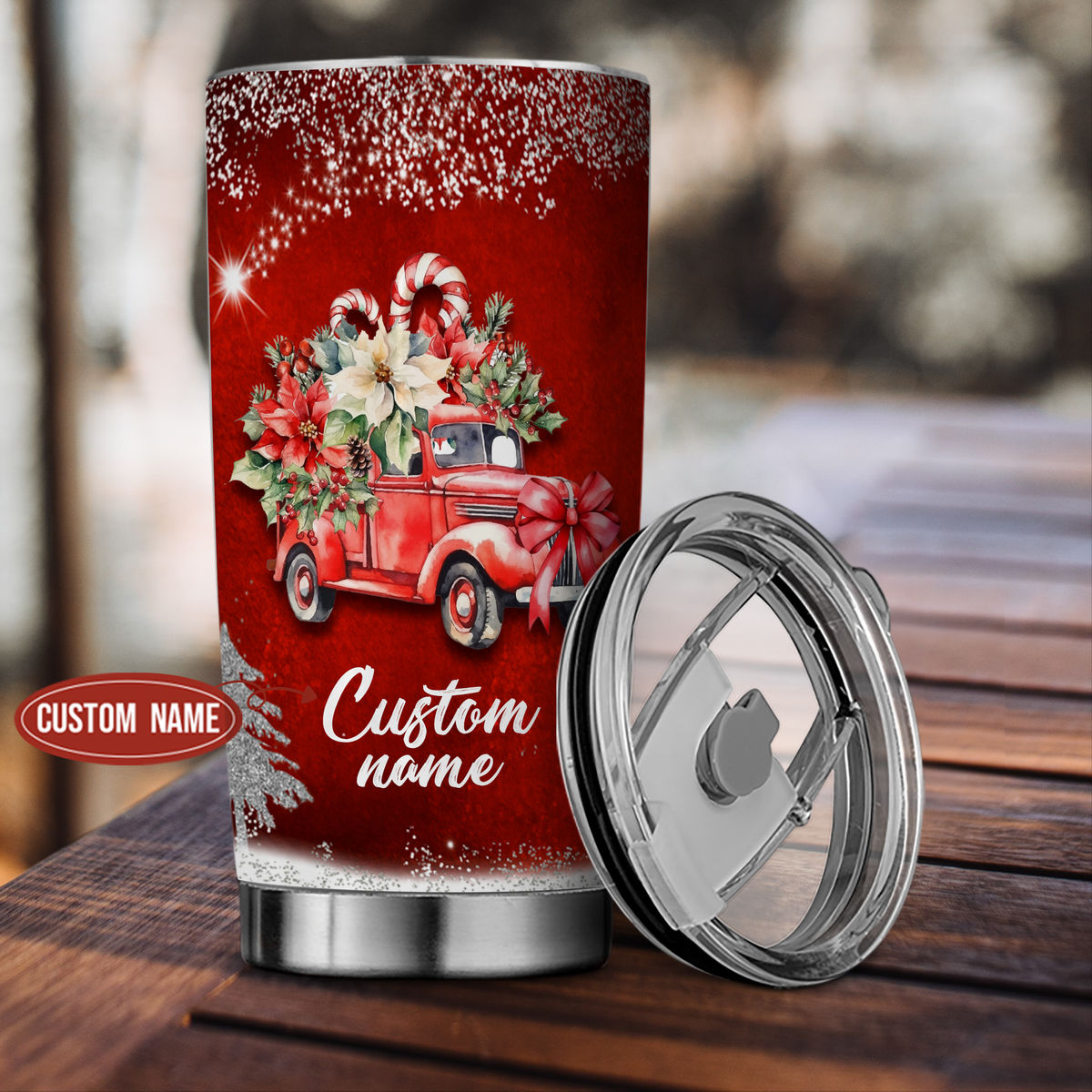  MERRY CHRISTMAS Red 30 oz Tumbler With Straw and Slide Top Lid, Stainless Steel Travel Mug