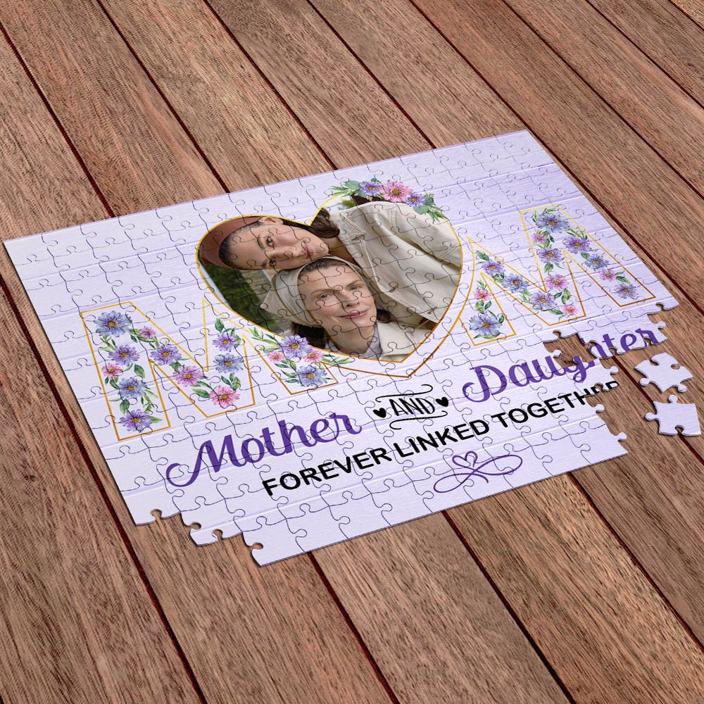 Custom Photo Puzzles - Mother and daughter, forever linked together - Christmas Gifts for Mom, Daughters, Gifts For Mom - Personalized Photo Puzzle_1