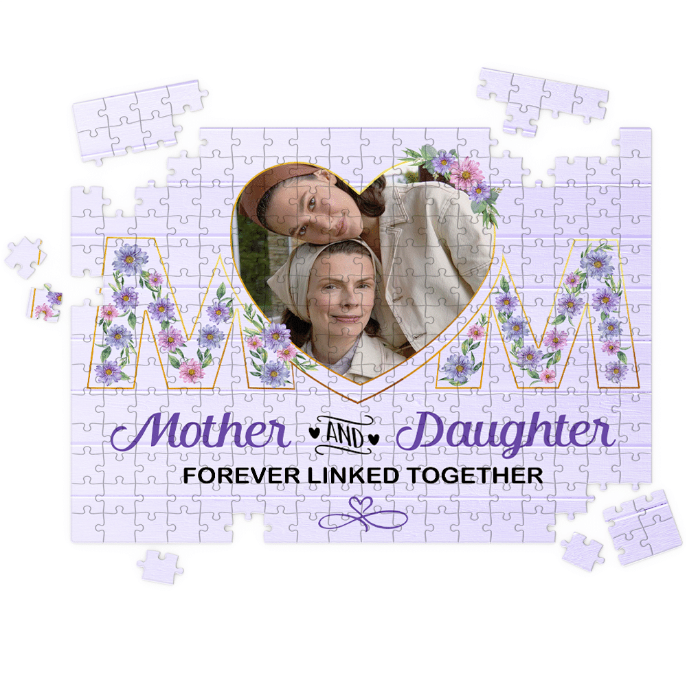 Custom Photo Puzzles - Mother and daughter, forever linked together - Christmas Gifts for Mom, Daughters, Gifts For Mom - Personalized Photo Puzzle_3