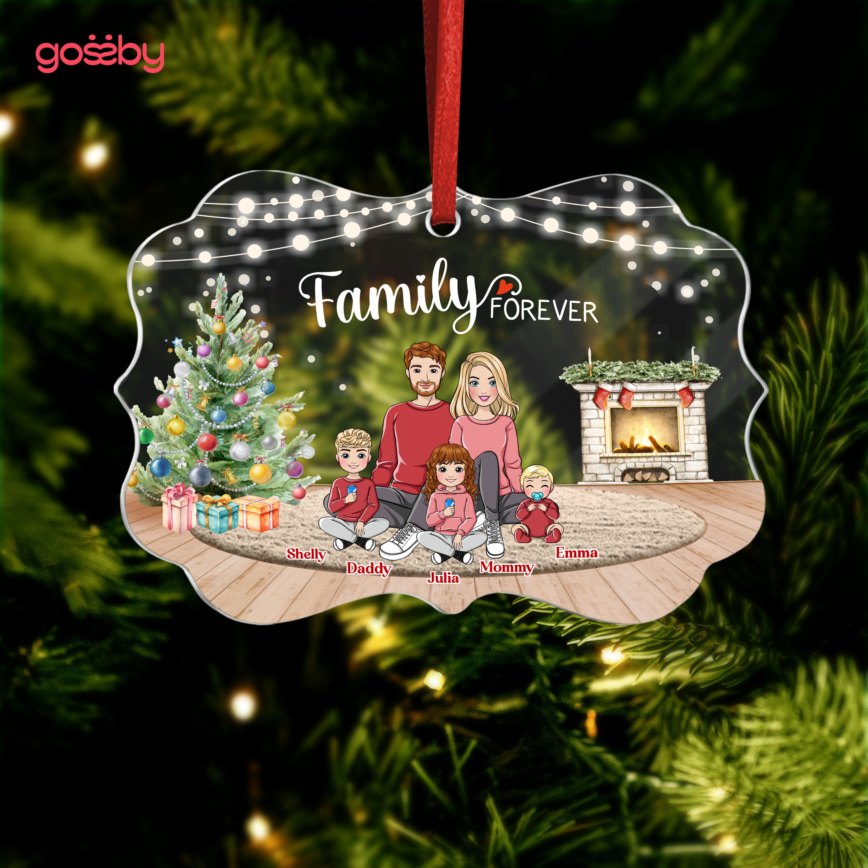 Family- Xmas Ornament - Family Forever - Personalized Ornament