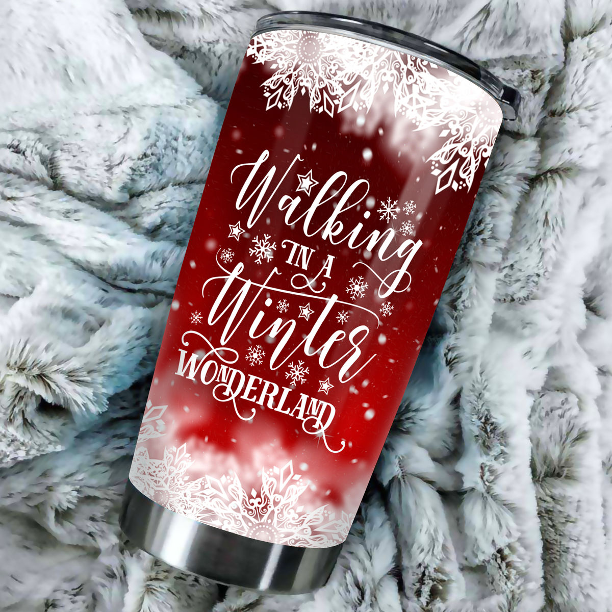 Walking In The Winter - Christmas Tumbler, 20oz Insulated Stainless Steel Tumbler, Coffee Tumbler, Double Wall Vacuum Travel Coffee Mug, Unique Gift Idea for Coworkers, Teacher, Assistant,Office Manager, Funny  Christmas Birthday Gift  38199 38200