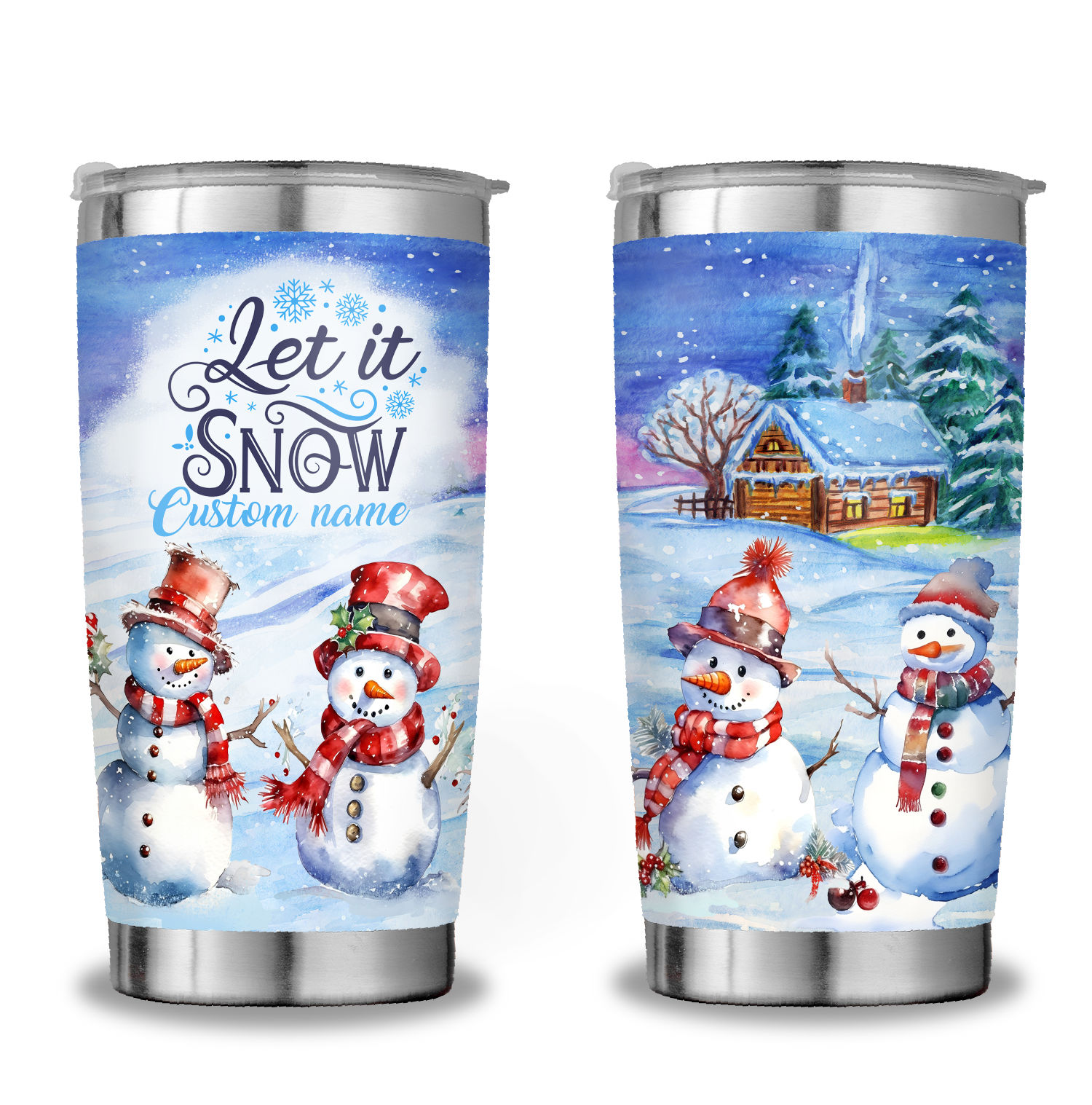 Christmas Tumblers - Let It Snow Christmas Tumbler, Christmas Truck Tumbler  with Straw, Christmas Tumbler For Women