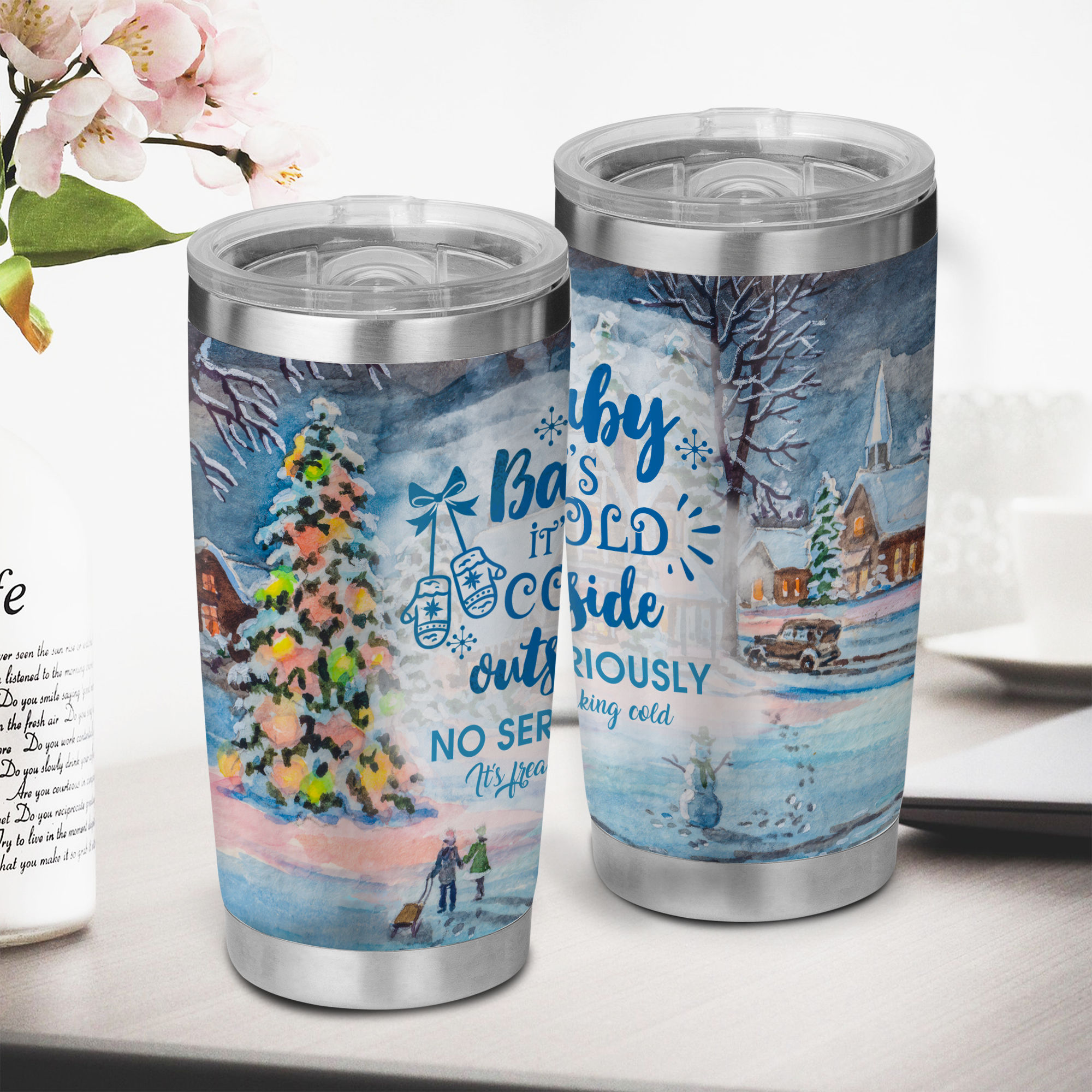 Baby It's Cold Outside Christmas Engraved YETI Rambler Tumbler