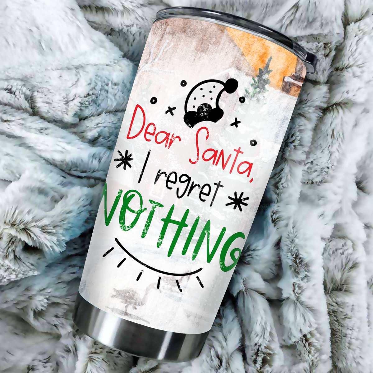 Dear Santa - Chirstmas tumbler, Christmas Gifts, 20 oz Stainless Steel Insulated Travel Tumbler 38437	 38438_2