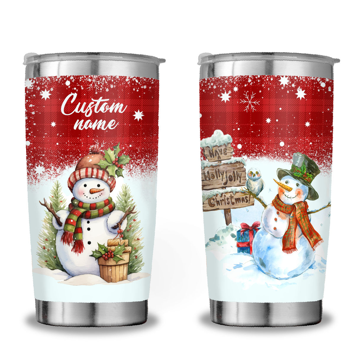 Snowman Christmas - Christmas Holiday Insulated Tumbler Travel Cup