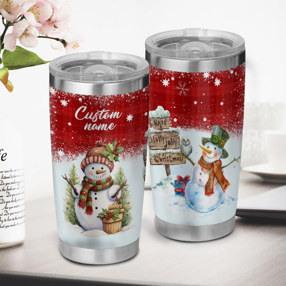 Snowman Christmas - Christmas Holiday Insulated Tumbler Travel Cup