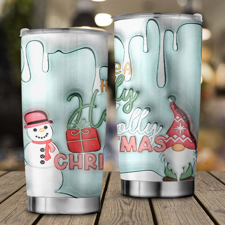 3D Inflated Snowman tumbler, Merry Christmas tumbler with straw, 20oz  tumbler, Christmas gift, Drinkware tumbler, Stainless still tumbler with  straw