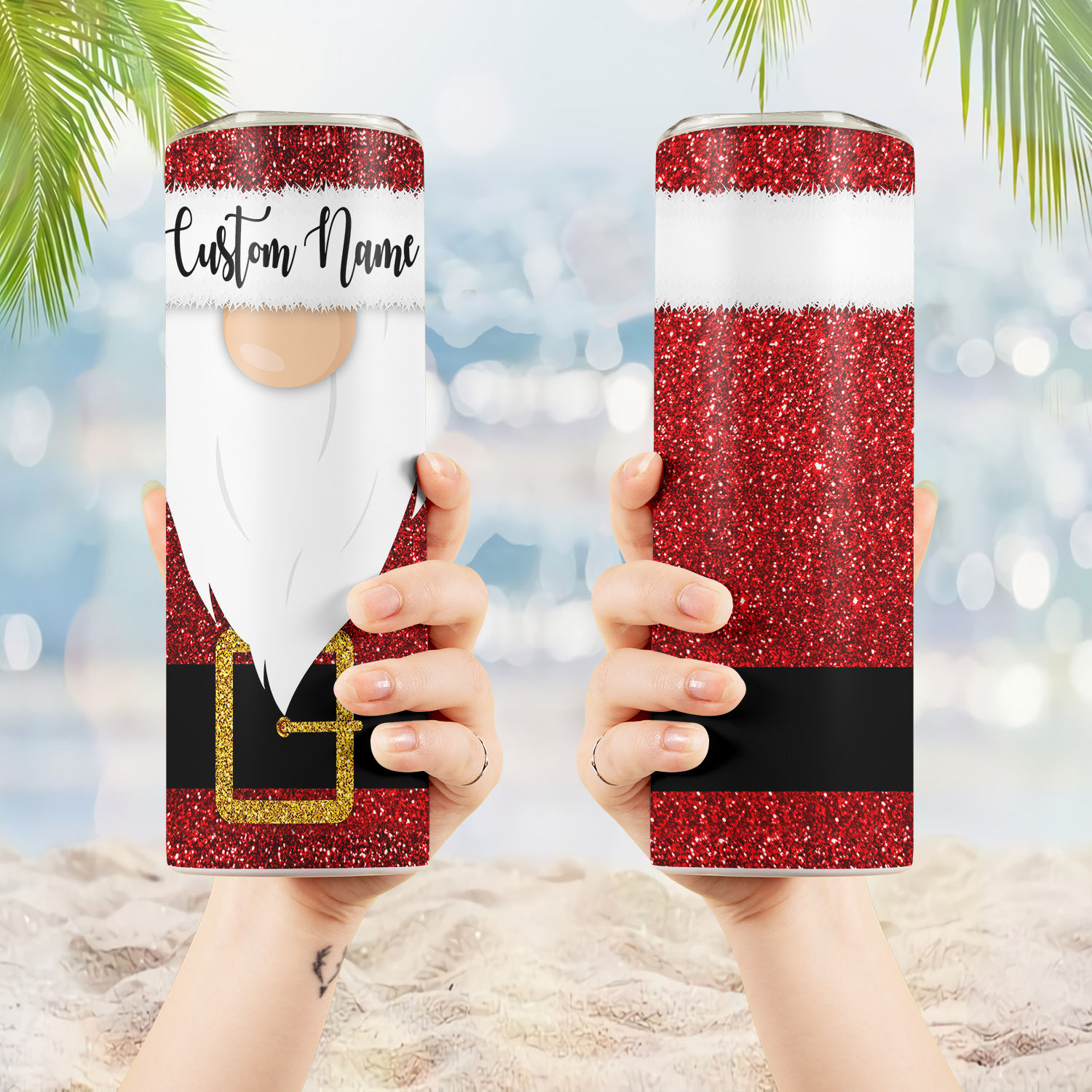 Custom Tumbler with Lid and Straw Merry Christmas Gnome Desi - Inspire  Uplift